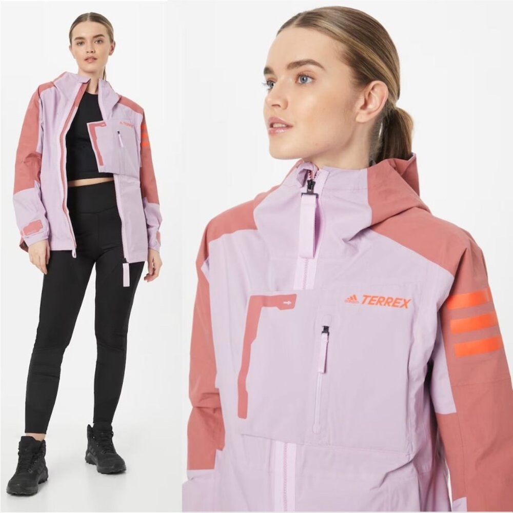 Adidas TERREX Xploric Rain RDY Hiking JACKET M Lilac Waterproof Hooded NEW $320